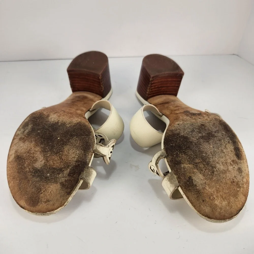 Tory Burch Tiny Miller Women's Elegant Dressy Heeled Sandals Ivory Size 9M